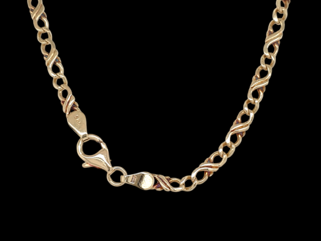 14 karaat gouden ketting met dubbel kruismotief, #28080 - Image 2