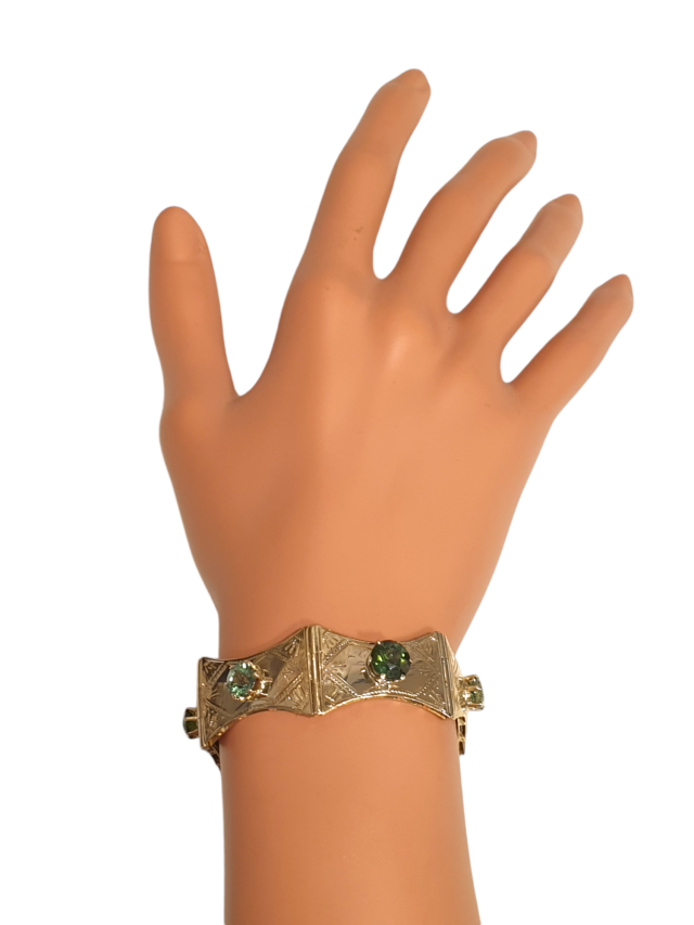 18 Karaat gouden schakelarmband met groene tourmalijn. #27937 - Image 3