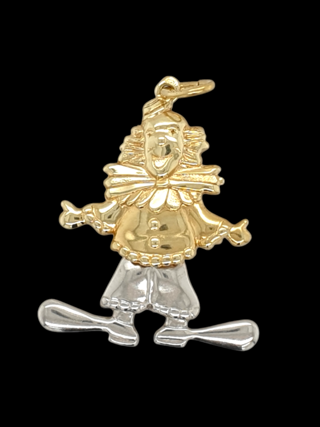 Twee kleuren gouden hanger Clown. #27777