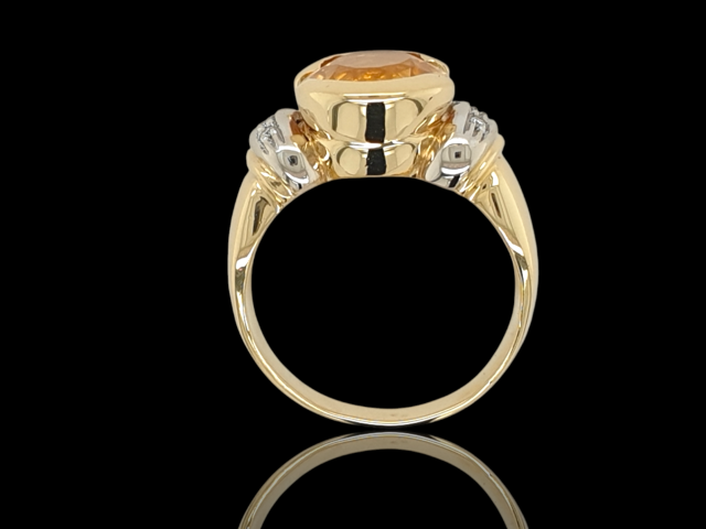 Bicolor gouden ring met citrien en diamantjes #28125 - Image 2