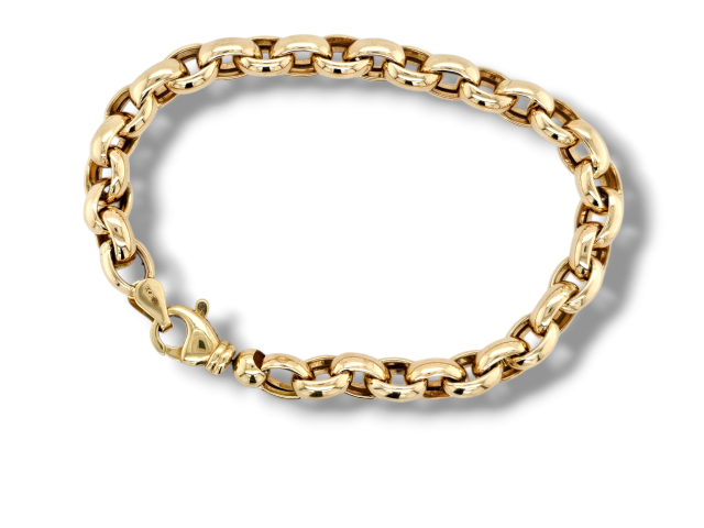 Gouden jasseron armband met ovale holle schakels  #27018