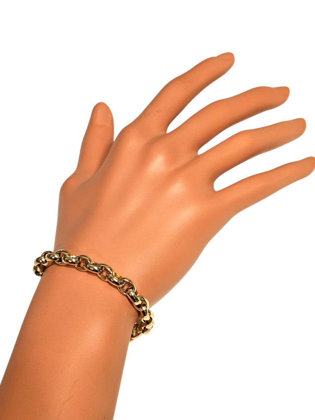 Gouden jasseron armband met ovale holle schakels  #27018 - Image 3