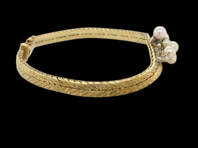 Gouden armband met parels en briljantjes, #28210 - Image 2