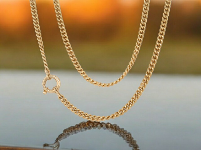 Gouden occasion gourmet ketting met grote veerring #27803