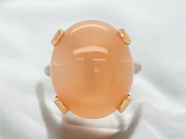 Bicolor gouden ring met roze maansteen #20708