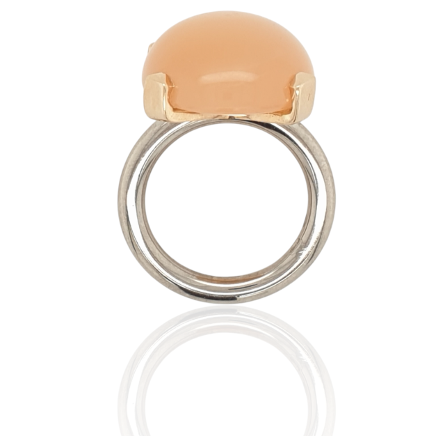 Bicolor gouden ring met roze maansteen #20708 - Image 3